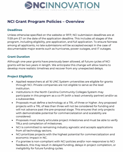 Preview of NCI Policies and Procedures 2025